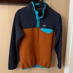 Patagonia Black and Brown Fleece with Teal Accents